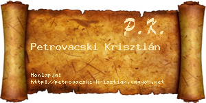 Petrovacski Krisztián névjegykártya